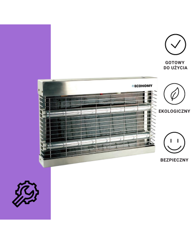 Economy 2x15W nierdzewna lampa owadobójcza lepowa