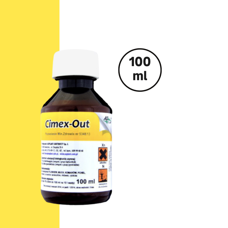 CIMeX-OUT do stosowania w formie oprysku przeciw owadom (pluskwy, muchy, komary, kleszcze). Pojemność: 100 ml.