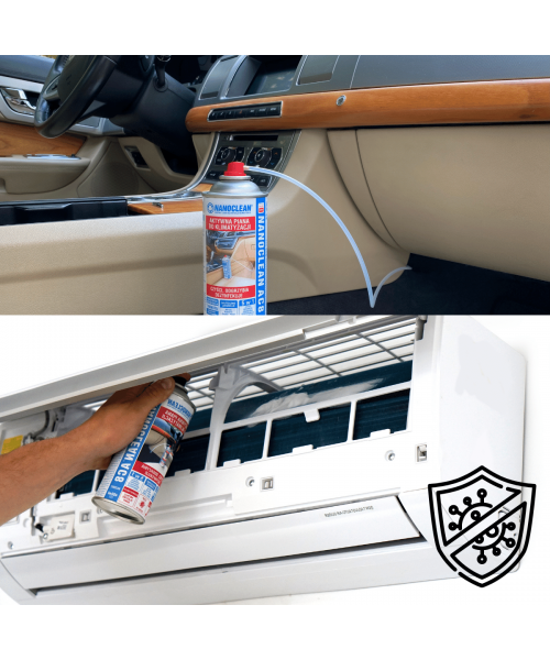 Prosty, gotowy do użycia środek do czyszczenia i dezynfekcji klimatyzacji w samochodzie i domu.