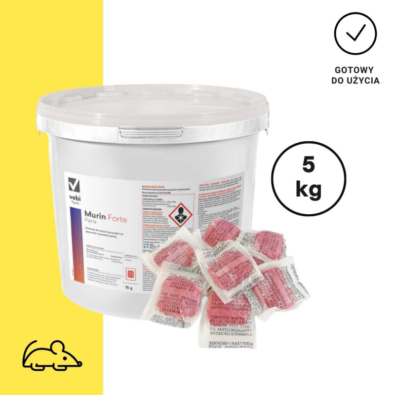 Murin Forte pasta 5 kg, miękka trutka na myszy i szczury, zwalczanie gryzoni