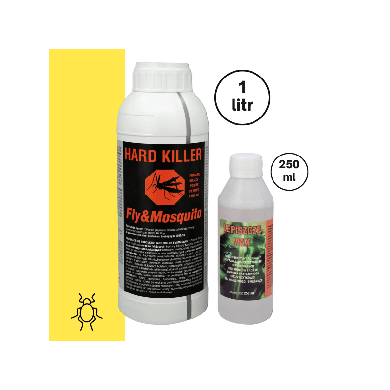 HARD KILLER 1 litr, lepiszcze MAX 250 ml gratis, oprysk na owady, skuteczny na muchy i komary