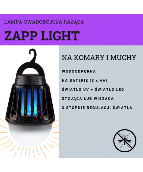 ZAPP LIGHT lampa owadobójcza rażąca na baterie, zalety i cechy